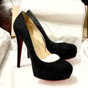 Christian Louboutin Bianca 120 platform pumps, starry night black gltr lthr EU39